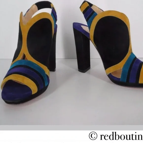 Christian Louboutin mod open toe block heel sandals - Picture 5 of 7